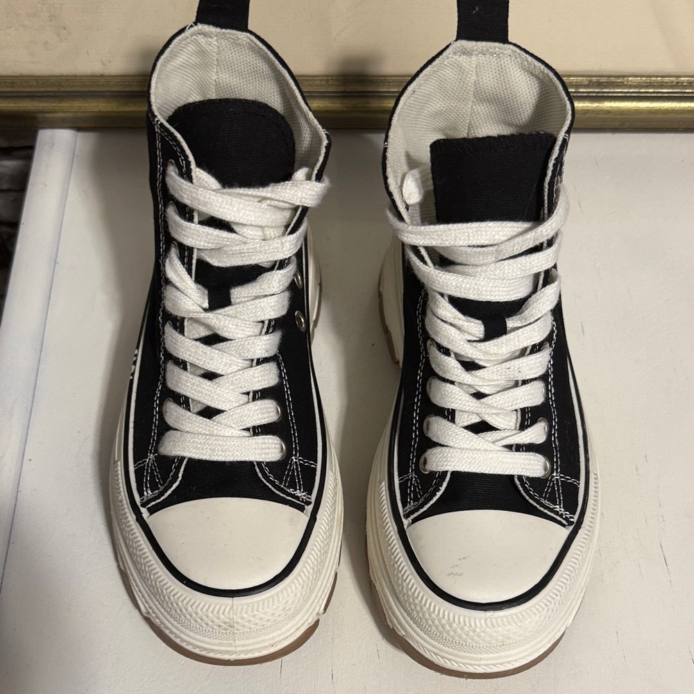 Black and White High-Top Sneakers